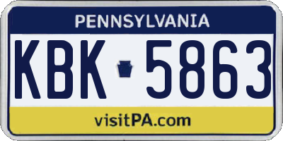 PA license plate KBK5863