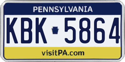 PA license plate KBK5864