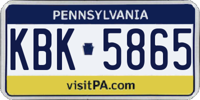 PA license plate KBK5865