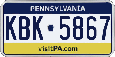 PA license plate KBK5867