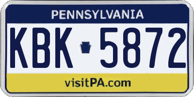 PA license plate KBK5872