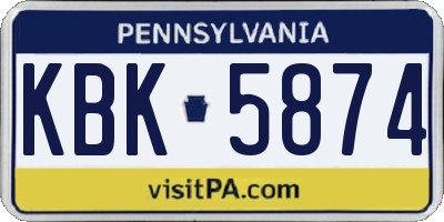 PA license plate KBK5874