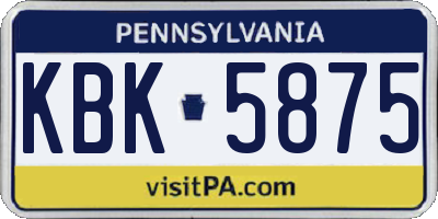 PA license plate KBK5875