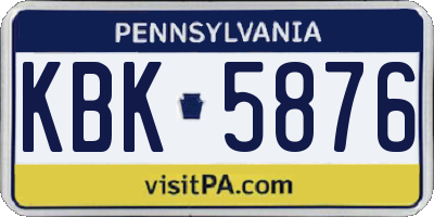 PA license plate KBK5876