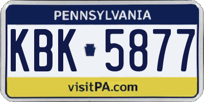 PA license plate KBK5877