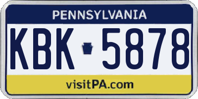 PA license plate KBK5878