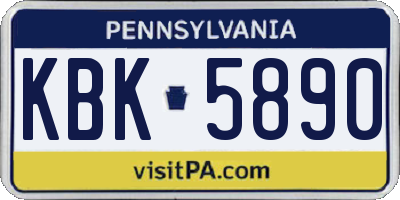 PA license plate KBK5890