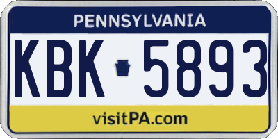 PA license plate KBK5893