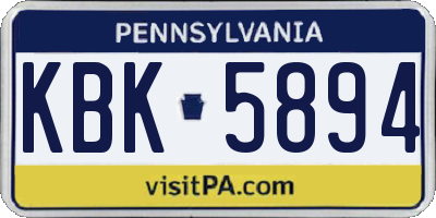 PA license plate KBK5894