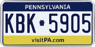 PA license plate KBK5905