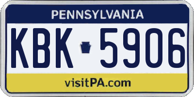 PA license plate KBK5906