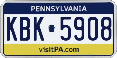 PA license plate KBK5908