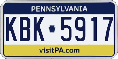 PA license plate KBK5917