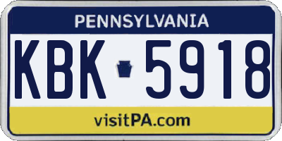 PA license plate KBK5918