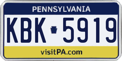 PA license plate KBK5919
