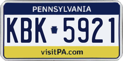 PA license plate KBK5921
