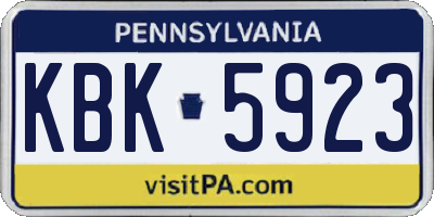 PA license plate KBK5923