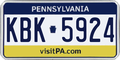 PA license plate KBK5924