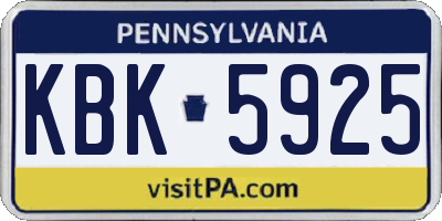 PA license plate KBK5925