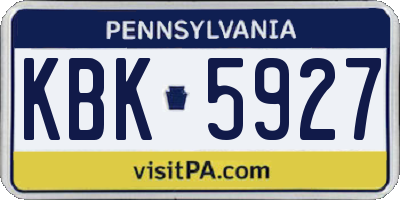PA license plate KBK5927