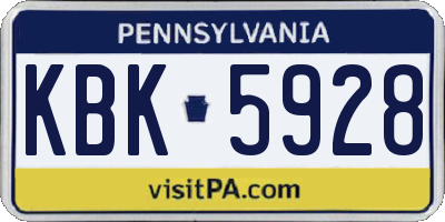 PA license plate KBK5928
