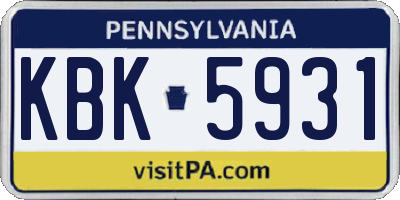 PA license plate KBK5931