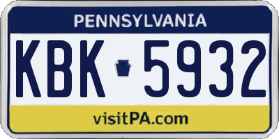 PA license plate KBK5932