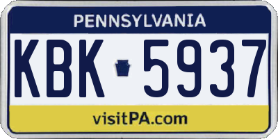 PA license plate KBK5937