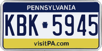 PA license plate KBK5945