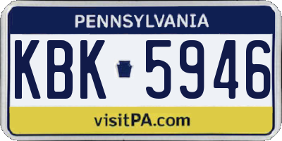 PA license plate KBK5946