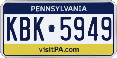 PA license plate KBK5949