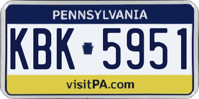 PA license plate KBK5951