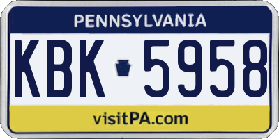 PA license plate KBK5958