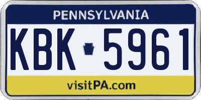 PA license plate KBK5961