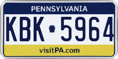 PA license plate KBK5964