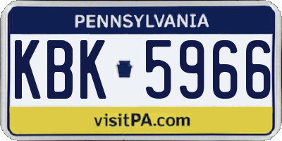 PA license plate KBK5966