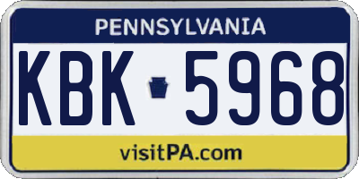 PA license plate KBK5968