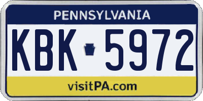 PA license plate KBK5972