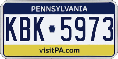 PA license plate KBK5973