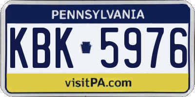 PA license plate KBK5976