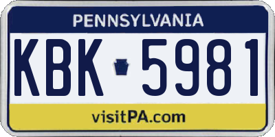 PA license plate KBK5981