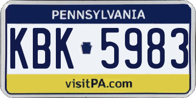 PA license plate KBK5983