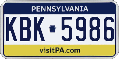 PA license plate KBK5986