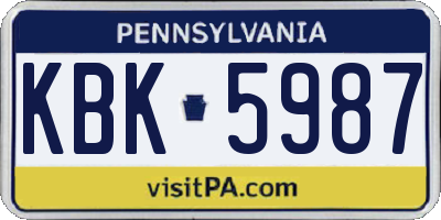 PA license plate KBK5987