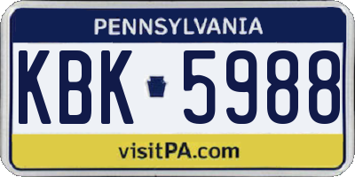 PA license plate KBK5988