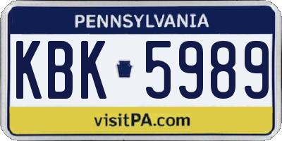 PA license plate KBK5989