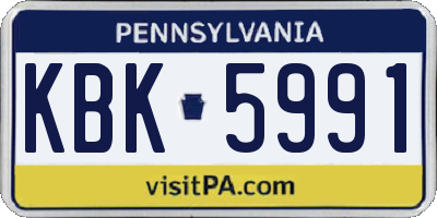 PA license plate KBK5991