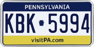 PA license plate KBK5994