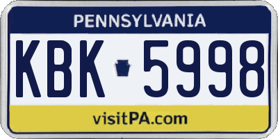 PA license plate KBK5998