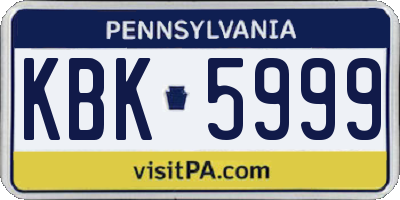 PA license plate KBK5999